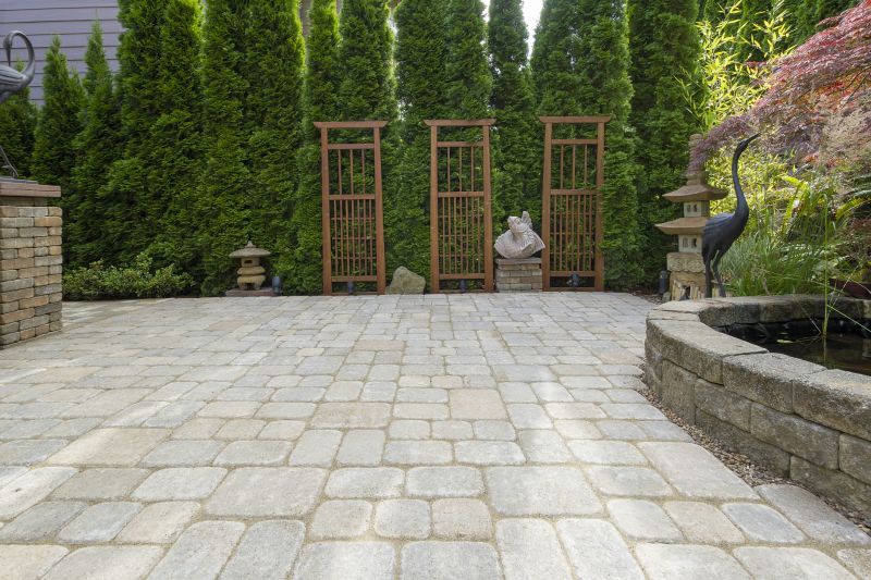Paver patio with stone border